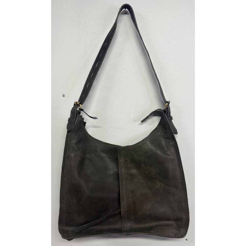 Bolo Dark Brown Genuine Leather Hobo Shoulder Bag Slouchy Adjustable Strap